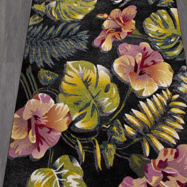 Черный ковер с растительным рисунком AC06 - MULTICOLOR RIO