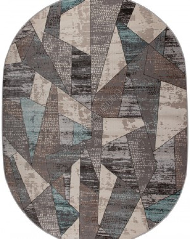 Ковер турецкий 36854A Avon (Полиэстер хит-сет, серый, голубой) овальный