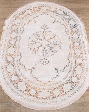 Ковер турецкий 4417A Ascona (Полиэстер, бежевый, кремовый) овальный