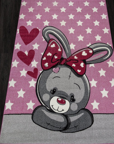 Ковер российский C208 RIO (Фризе, серый, розовый)